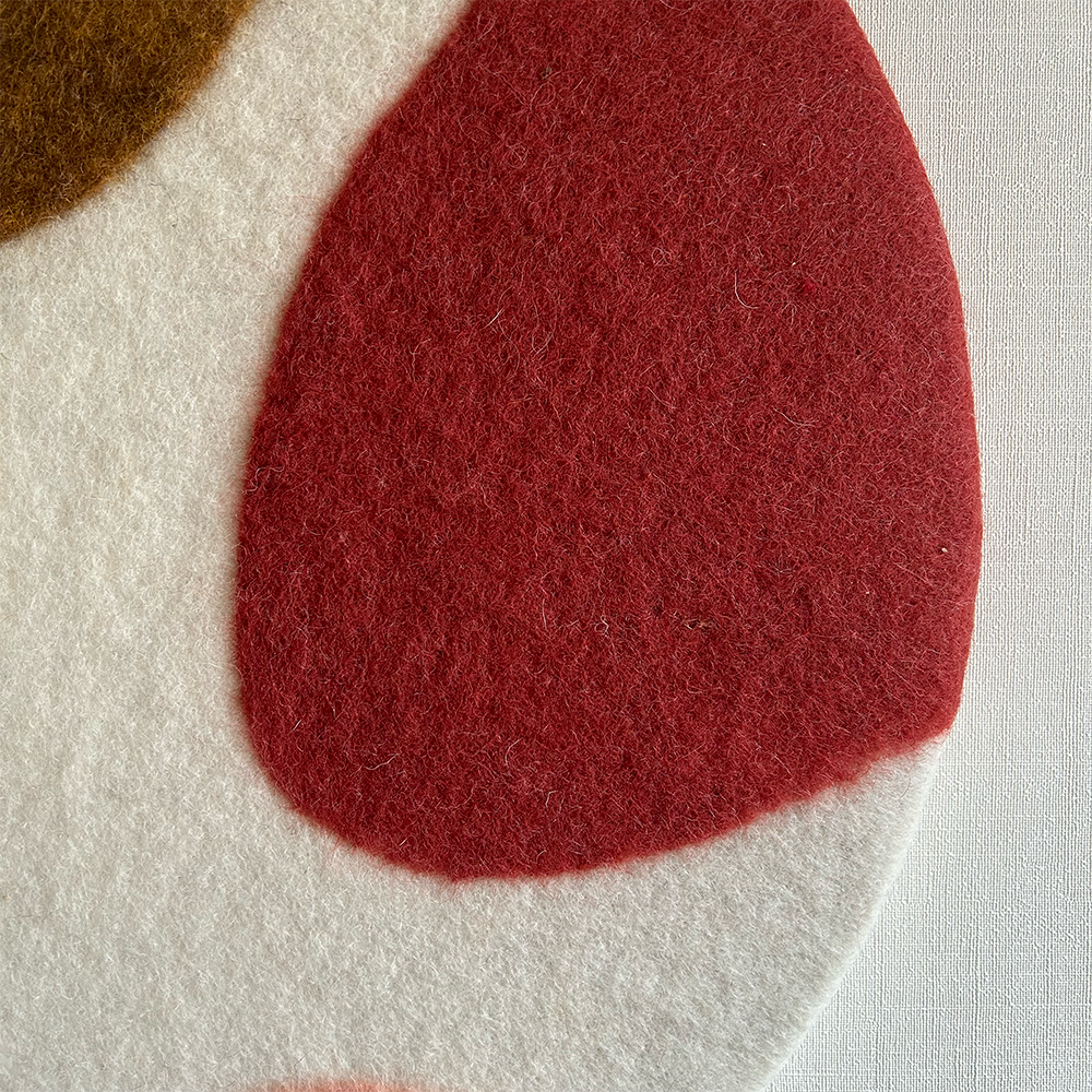 Nieuw! Rond schilderij van wol - Leafs
