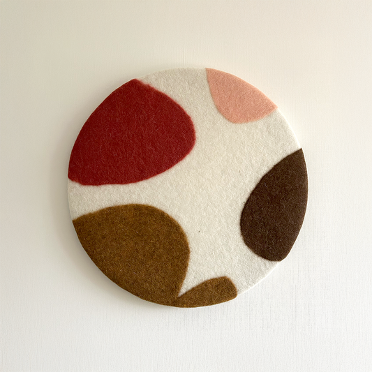 Nieuw! Rond schilderij van wol - Leafs