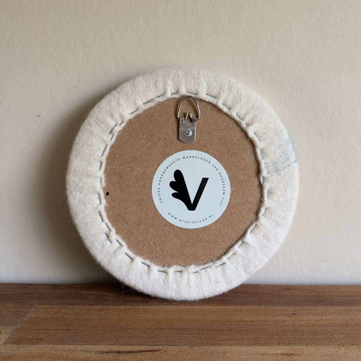 Rond schilderij van wol - Roots Blauw Medium